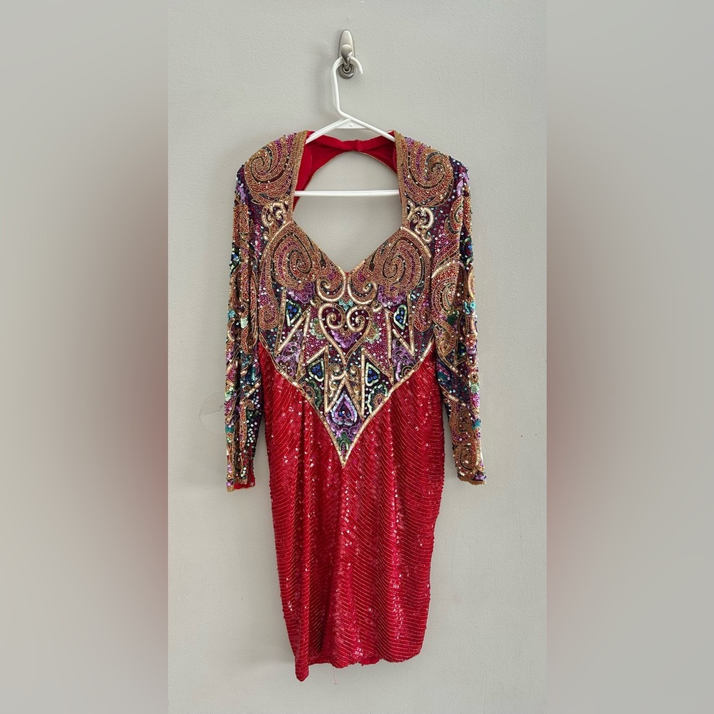 Rare Vintage 80’s Naeem Khan Riazee Nights Beaded Sequin Cocktail Dress Size 12